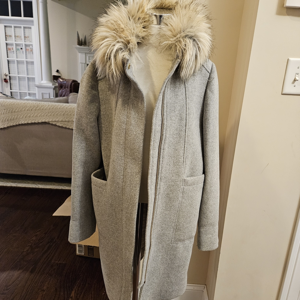 Crewcuts Gray Fur-Trimmed Trench Coat